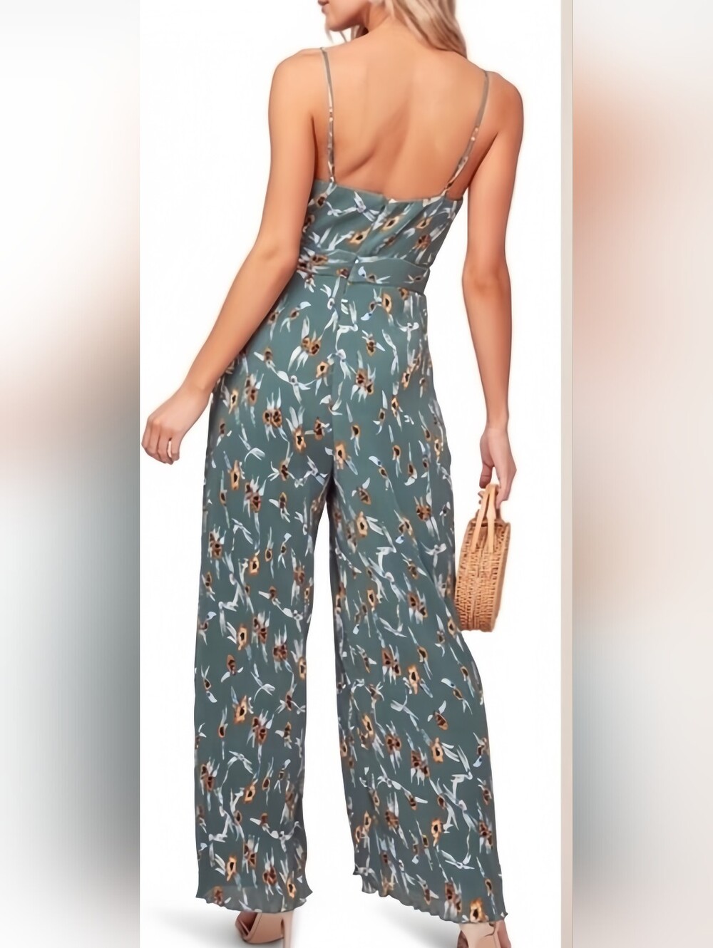 💚 Revolve ASTR the Label Green Floral Jumpsuit w/ tag, Sz Small